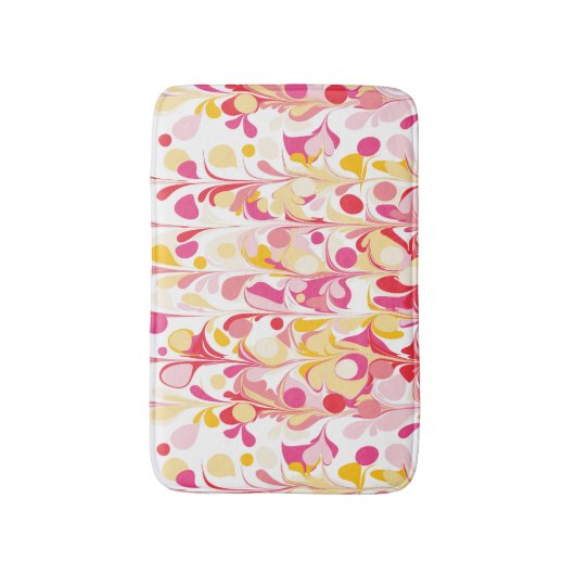 Abstract Retro Marmeren Patroon Roze Geel Rood Badmat (Voorkant Verticaal)
