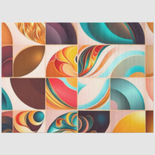 Abstract Retro Modern Squares Collectie Tissuepapier