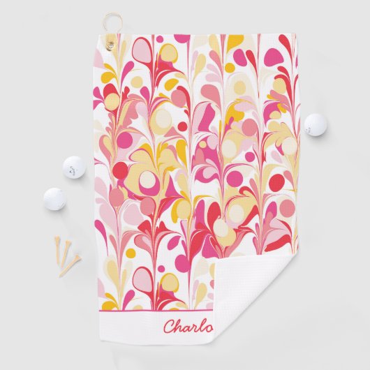 Abstract Retro Patroon Roze Gepersonaliseerd Golfhanddoek (Insitu)