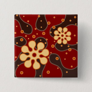Abstract Retro Snowflakes Wenskaart in rood Vierkante Button 5,1 Cm
