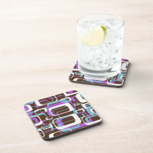 Abstract Retro Swingend 60s Geometrisch Patroon Bier Onderzetter