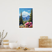 Abstract Rocky Mountains Pine Trees Cactus Poster (Keuken)