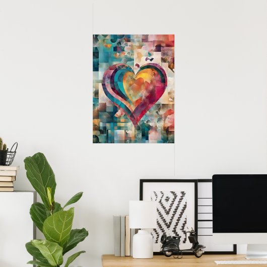 Abstract romantisch hart Poster (Thuiskantoor)