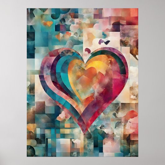 Abstract romantisch hart Poster (Voorkant)