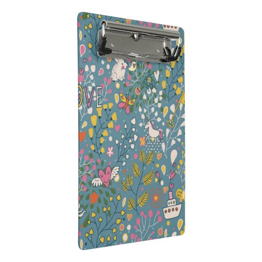 Abstract romantisch patroon met cartoon mini klembord (Schuin)