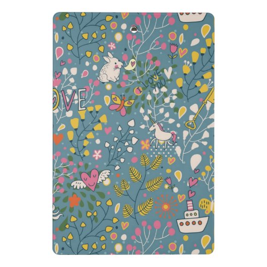 Abstract romantisch patroon met cartoon mini klembord (Achterkant)