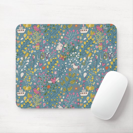 Abstract romantisch patroon met cartoon muismat (Met muis)