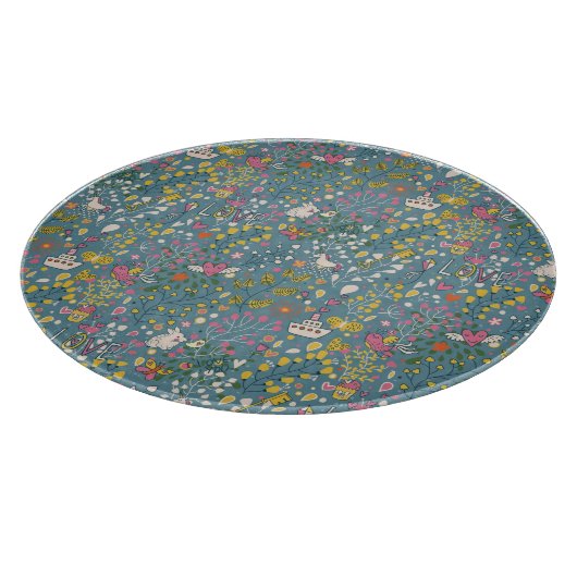 Abstract romantisch patroon met cartoon snijplank (Hoek)