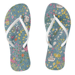 Abstract romantisch patroon met cartoon teenslippers