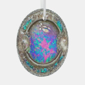 Abstract ronde geschilderde opaal edelsteen glas ornament (Voorkant Rechts)