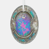 Abstract ronde geschilderde opaal edelsteen glas ornament (Voorkant links)