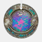 Abstract Ronde Geschilderde Opal Edelssteen Glas Ornament (Achterkant)