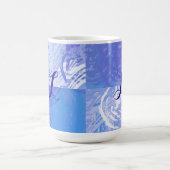 Abstract rondgestrooide turquoise en paars koffiemok (Center)