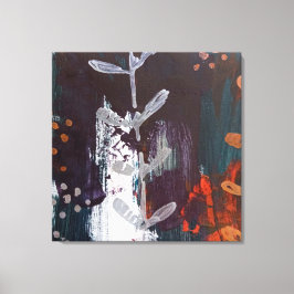 Abstract rood, blauw, aardetinten en plantaardig d canvas afdruk