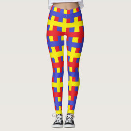 Abstract rood, blauw en geel leggings