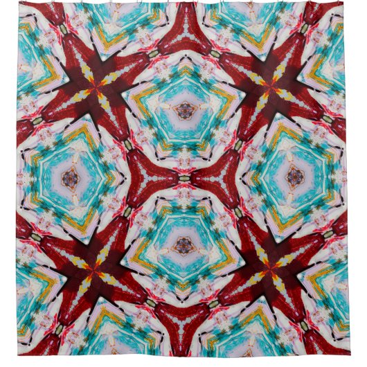 Abstract rood blauw geel schoengordijn douchegordijn (Voorkant)