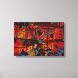 Abstract rood bruin groen grunge stedelijke straat canvas afdruk