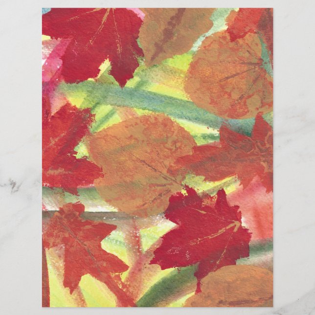 Abstract rood bruin herfstblad plakboekpapier (Voorkant)
