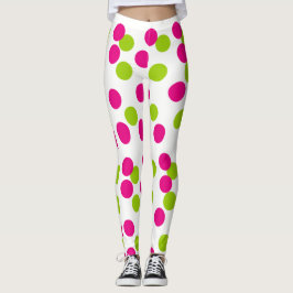 Abstract Rood en Blauw Patroon met Lijn en Stippen Leggings
