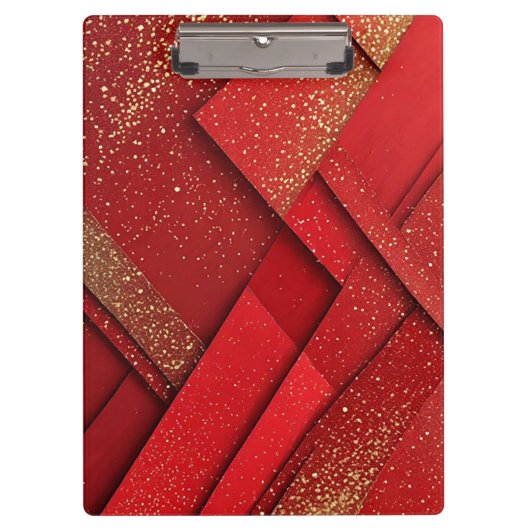 Abstract rood en gouden geometrisch ontwerp klembord (Voorkant)