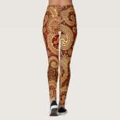 Abstract rood en goudpatroon leggings (Achterkant)