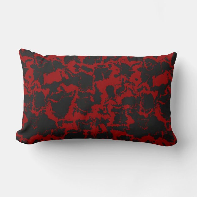 Abstract rood en houtskool kussen (Voorkant)