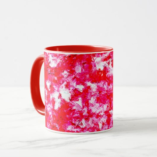 Abstract rood en roze mok (Voorkant links)