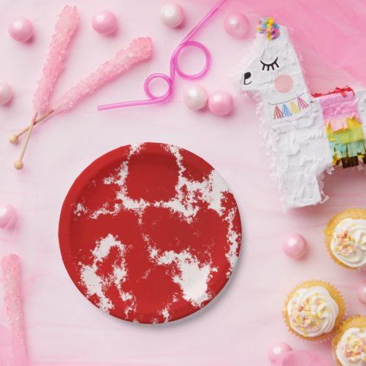 Abstract rood en wit papieren bordje (Feest)