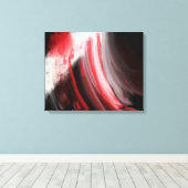 Abstract rood en wit penseelstreken zwart canvas (Insitu (Houten vloer))