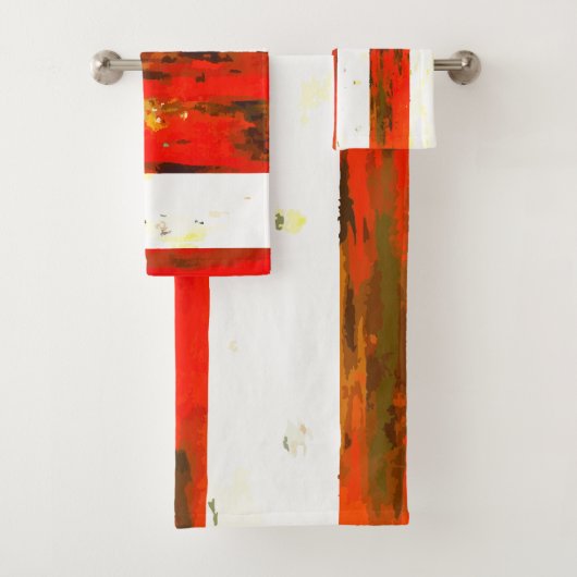 Abstract Rood en Wit Stiped Bad Handdoek (Insitu)