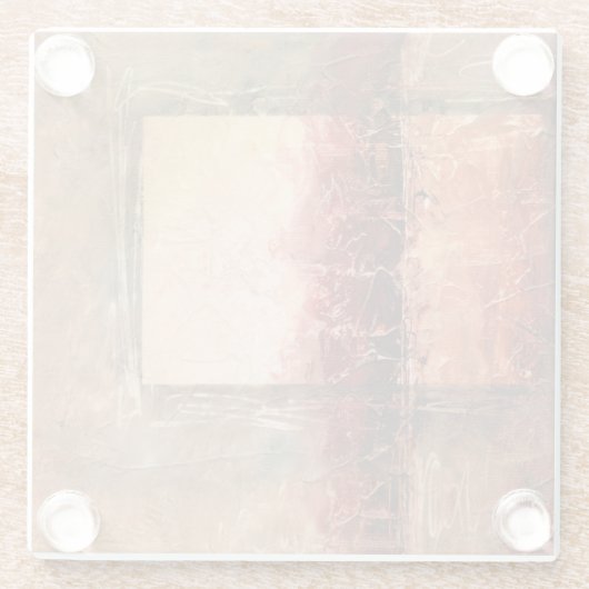 Abstract rood landschap glazen onderzetter (Achterkant)