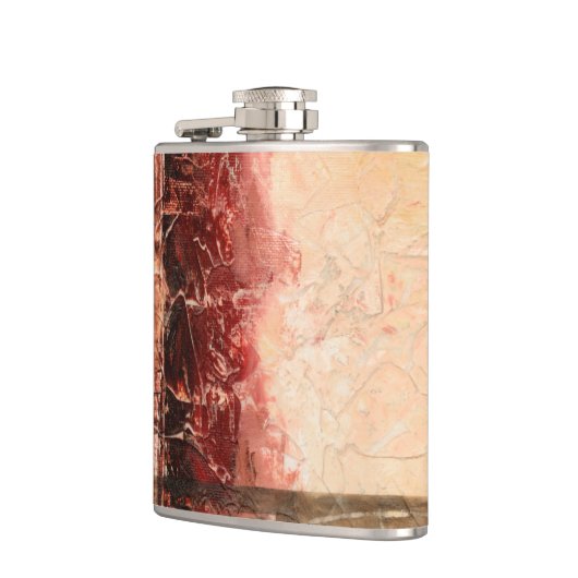 Abstract rood landschap heupfles (Links)