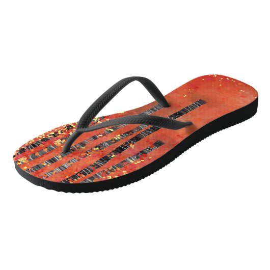 Abstract rood landschap in het bos van Aspen Teenslippers (Schuin)