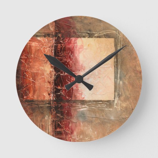 Abstract rood landschap ronde klok (Voorkant)
