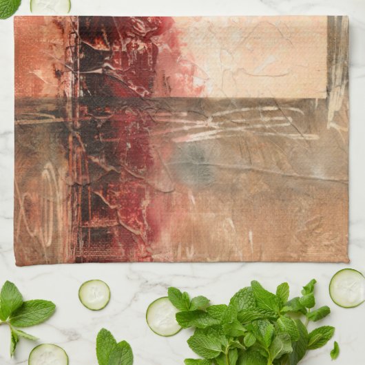 Abstract rood landschap theedoek (Gevouwen)