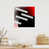 Abstract Rood met Rays van Light AP0005 Poster (Keuken)
