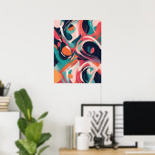 Abstract rood modern kunst Poster (Thuiskantoor)
