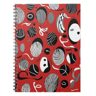 Abstract rood Notitieboek – zwart-wit