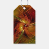 Abstract rood Oranje bruin fractaal kunstventilato Cadeaulabel (Achterkant)