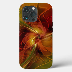 Abstract rood Oranje bruin fractaal kunstventilato iPhone 13 Pro Hoesje