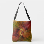 Abstract rood Oranje bruin fractaal kunstventilato Crossbody Tas (Achterkant)