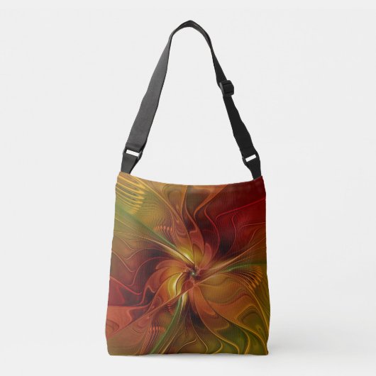 Abstract rood Oranje bruin fractaal kunstventilato Crossbody Tas (Voorkant)