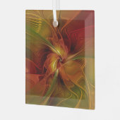 Abstract rood Oranje bruin fractaal kunstventilato Glas Ornament (Voorkant links)