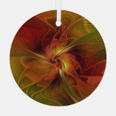 Abstract rood Oranje bruin fractaal kunstventilato Glas Ornament (Achterkant)