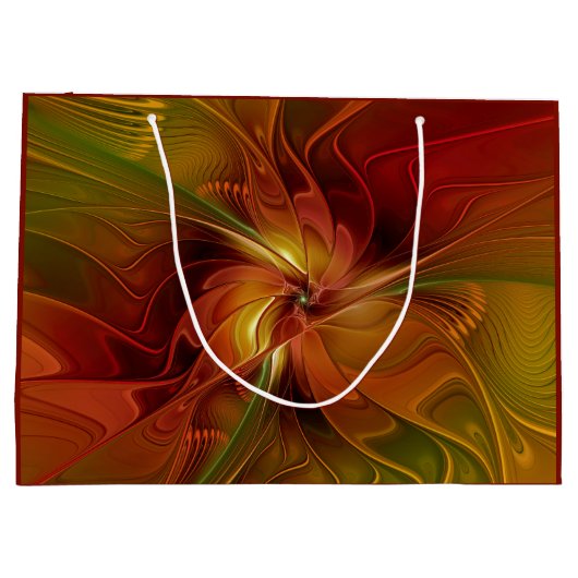 Abstract rood Oranje bruin fractaal kunstventilato Groot Cadeauzakje (Achterkant)