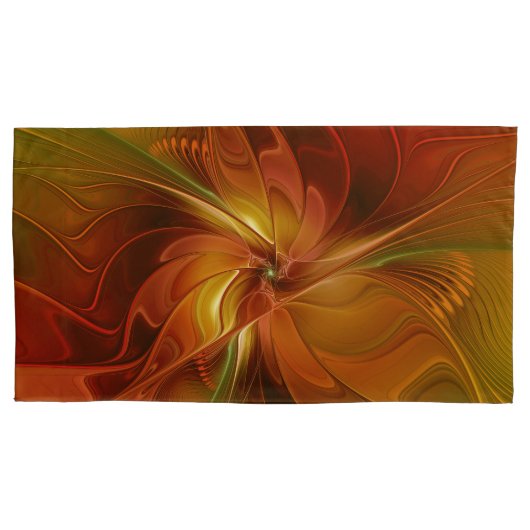 Abstract rood Oranje bruin fractaal kunstventilato Kussensloop (Voorkant)