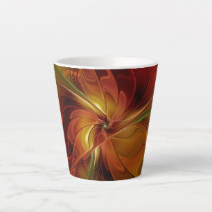 Abstract rood Oranje bruin fractaal kunstventilato Latte Mok