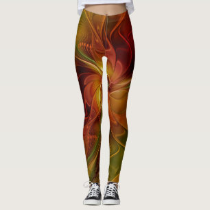 Abstract rood Oranje bruin fractaal kunstventilato Leggings