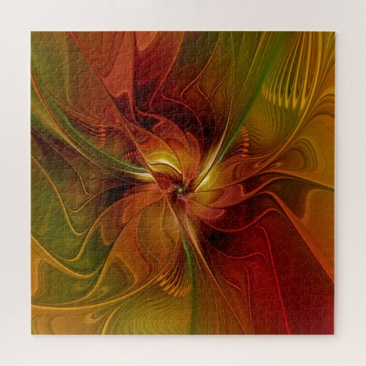 Abstract rood Oranje bruin fractaal kunstventilato Legpuzzel (Horizontaal)