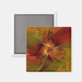 Abstract rood Oranje bruin fractaal kunstventilato Magneet (Voorkant / Achterkant)